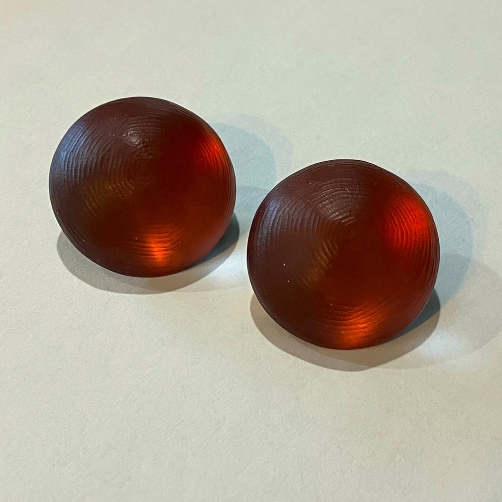 Original Alexis Bittar Lucite Clip On Earrings In Burnt Orange